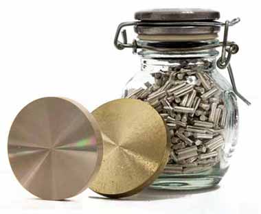 gold germanium target and jar of pellets
